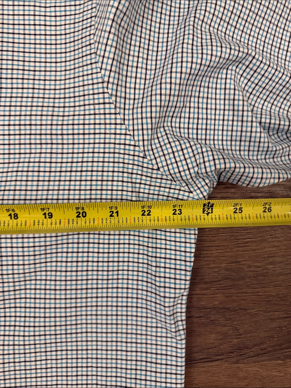 Upcycled Ralph Lauren Navy, Lt Blue & White plaid shirt Size XL - Picture 9 of 10